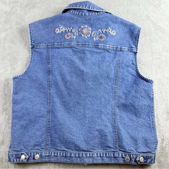 Pendleton Denim Vest Womens Large Blue Embroidered Beaded Floral Cowgirl Western - Picture 15 of 16